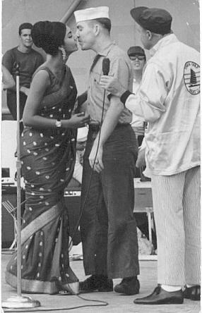 Gerald Hampton kissing Miss World Dec. 26, 1966