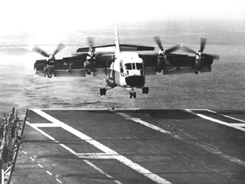 XC-142 landing aboard Bennington