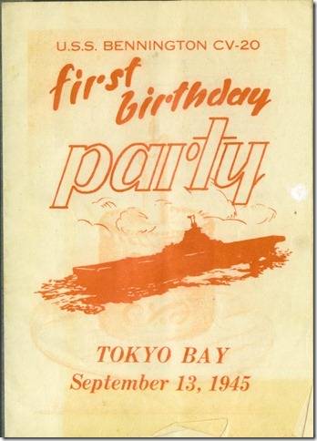 USS BENNINGTON CV 20 - FIRST BIRTHDAY PARTY - SETEMBER 13, 1945