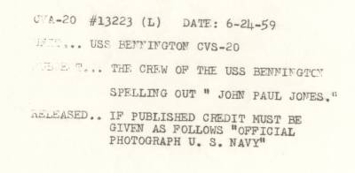 June 24, 1959<BR>SAN DIEGO<BR>Crew Spells<br>JOHN PAUL JONES<br>On Flight Deck