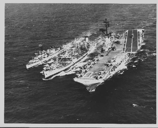 BENNINGTON Refueling USS Mispillion (AO-105) and USS Alfred A. Cunningham (DD-752)