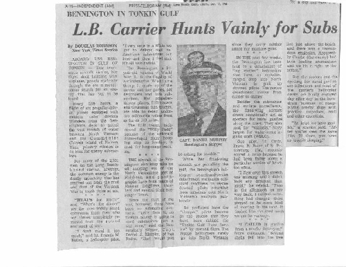 Long Beach Carrier Hunts Vainly For Subs -17 October 1968  