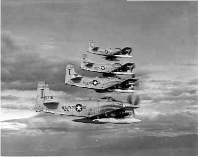  VA 42's  AD3's in formation, in 1956