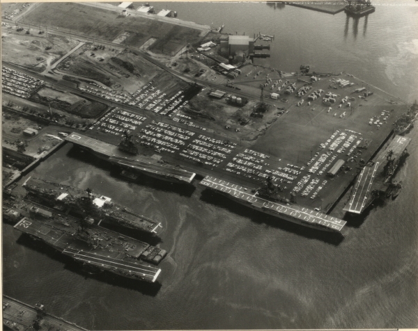 Five (5) Essex Class Carriers In Long Beach Harbor 8-2-1966 